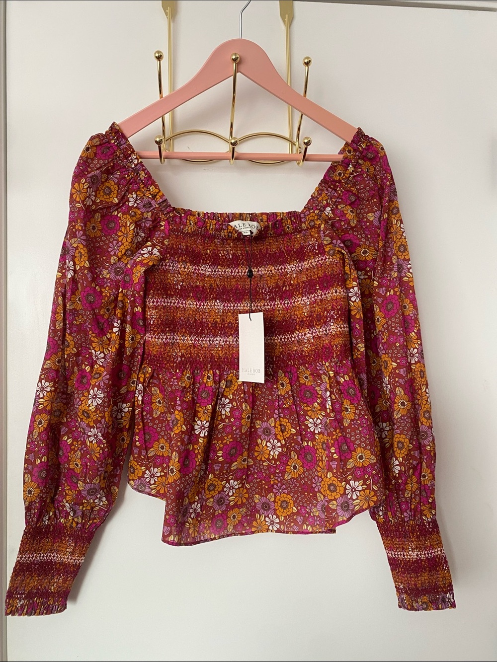 HALE BOB Floral Smocked Off-Shoulder Blouse NWT! 🩷🍂